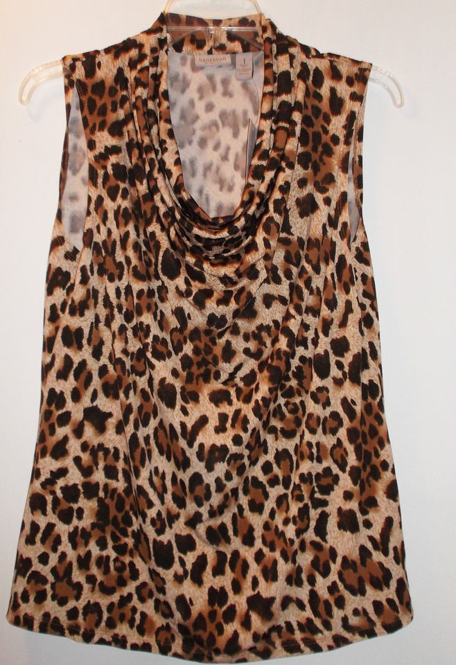 CHICOS EASYWEAR CHEETAH PLAY CARRIE COWL TANK NWT