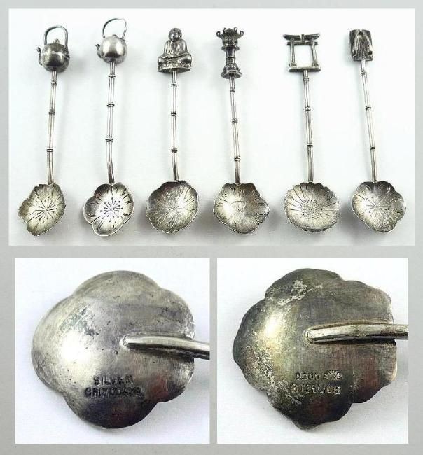   Vintage Japanese Chiyodaya .900 Silver Figural Spoons c. 1920 30s