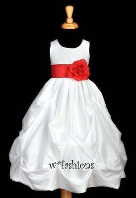   BAPTISM COMMUNION PARTY TAFFETA FLOWER GIRL DRESS 6M 18M 2 3 4 6 8 10