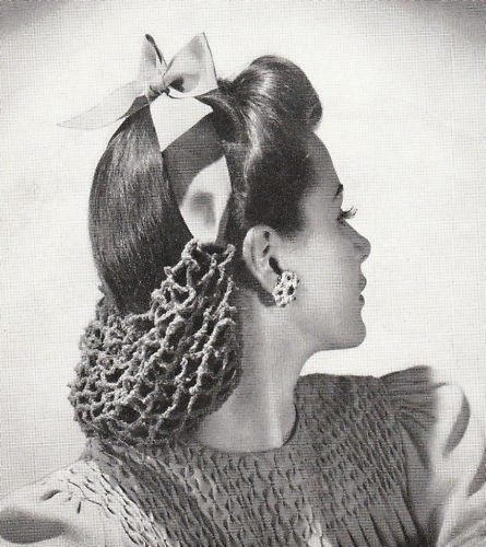 Stylish Vintage 1940s crochet half snood pattern  bridal/wedding free 