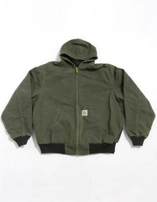 Vintage 90s CARHARTT Canvas Construction ZIPPER Hooded WORK WEAR 