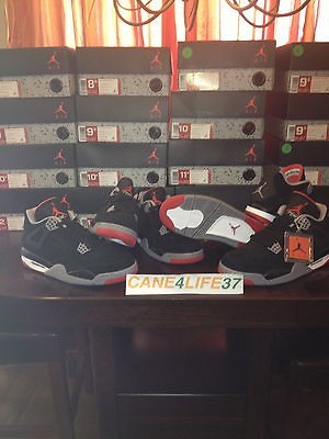 NIKE JORDAN RETRO IV 4 BRED BLACK RED DS ALL SIZES AVAILABLE $229 