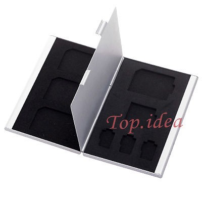 CHRISTMAS GIFT SILVER DOUBLE DECK MICRO SD/SD/SIM/TF 8 CASE BUSINESS 