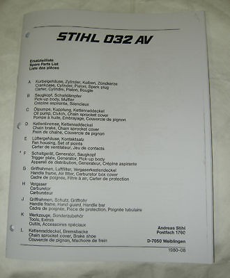 032 AV Chainsaw Parts Manual 032AV For Stihl #2