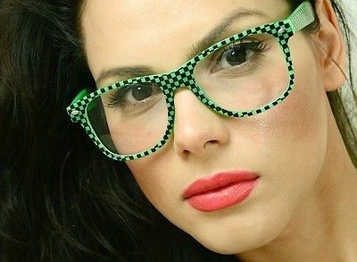   Wayfarer Glow in the Dark Green Black Checkers Womens or Mens Glasses