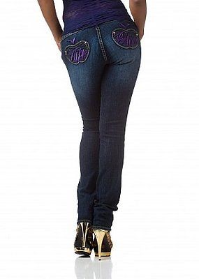 NEW FASHION WOMANS JEANS PURPLE BACK DESIGN APPLE BOTTOMS Sz 11/12 