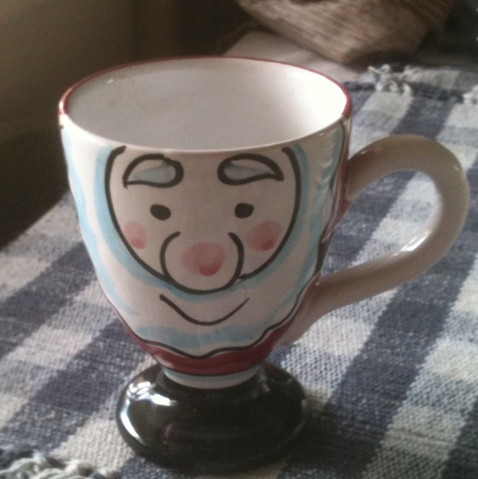 Hand Painted Italy Ceramic Large Santa Footed Mug