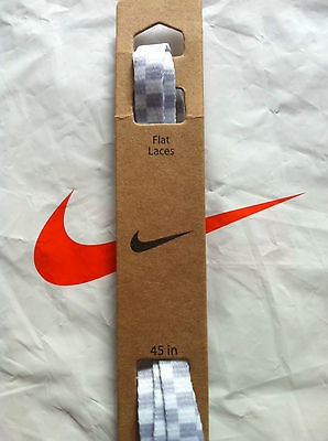   Nike 45 Inch Flat White And Grey Checkerboard Checker Shoelaces