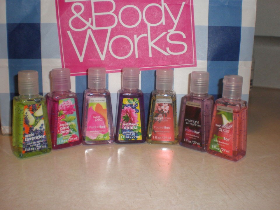 NIB BATH AND BODY WORKS FRUIT, FLOWER,SPORTS & MENS ANTIBAC HAND GELS 