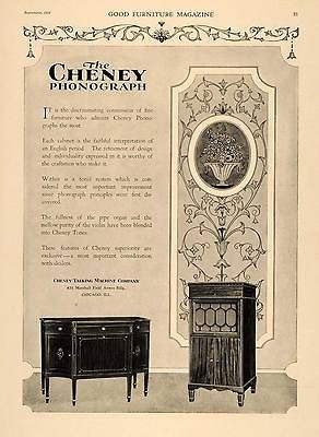 1919 Ad Cheney Talking Machine Phonograph Cabinets IL   ORIGINAL 