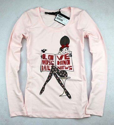   girls Diamond Love Moschino Logo Book T shirt Size S XL pink 18126