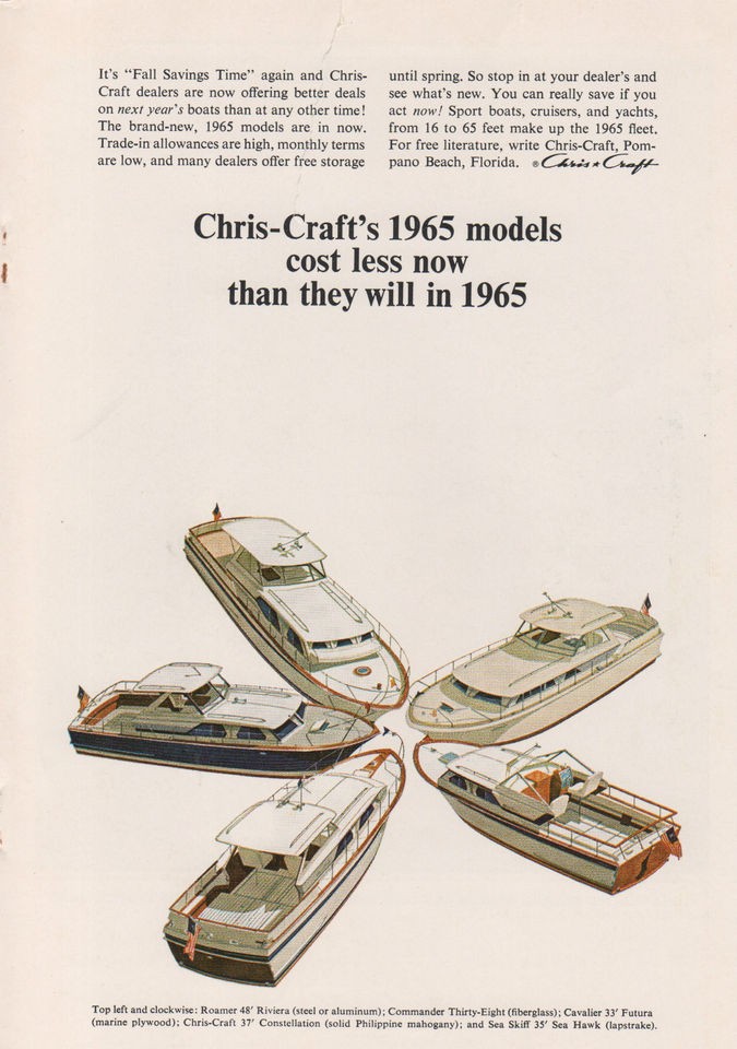 Chris Craft Models for1965 Boat Ad