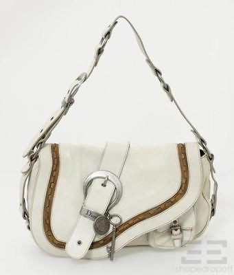 Christian Dior Cream Leather Gaucho Shoulder Bag