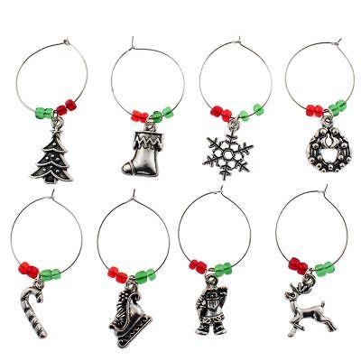 Wine Glass Charms Party Ring Hoops Christmas Xmas Themes Santa 