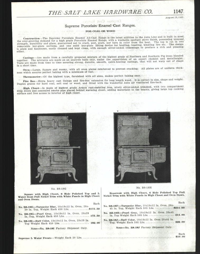   Supreme Porcelain Enamel Cast Iron Ranges Oven Stove Coal Wood Burning