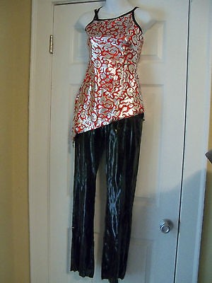 Flame Costume Red Silver Black AS CXL CL CM Dance Devil Jazz Tap Hip 