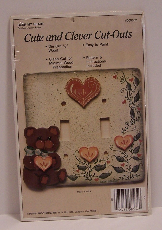 Cute Clever Cut Outs Bear My Heart 008532 Wall Switch Plate Die Cut 