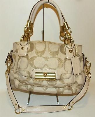 Coach Kristin Signature Linen Satchel Bag Purse Handbag 16820