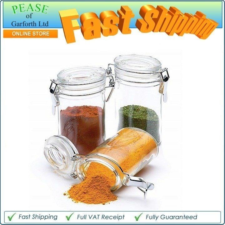 New Kitchen Craft Mini Clip Top Glass Spice & Herb Jar 100ml 