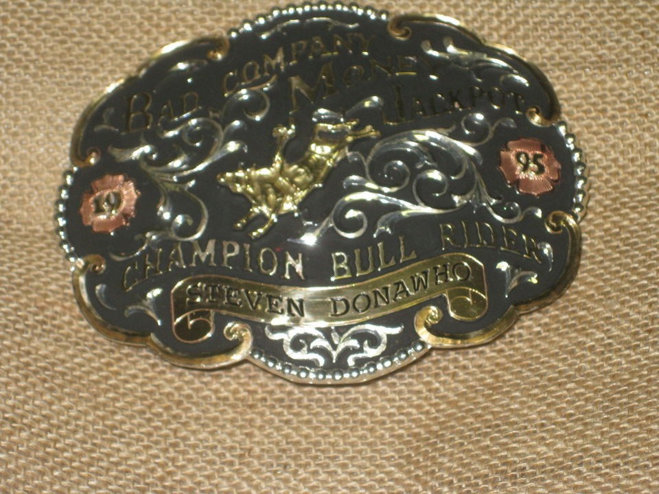 Award Clint Mortenson Rodeo Trophy Rubies Belt Buckle Scalloped Black 