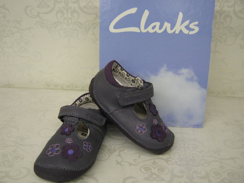 Clarks Girls Ida Chic Anthracite Grey Leather T Bar Cruisers