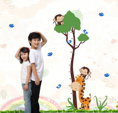   Monkey Tree Height Chart Wall Decal Decor Sticker Removable Nursery