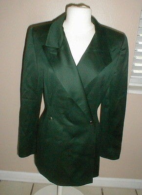 CLASSIC ELEGANT DK GREEN CLAUDE MONTANA FITTED JACKET US SZ 8