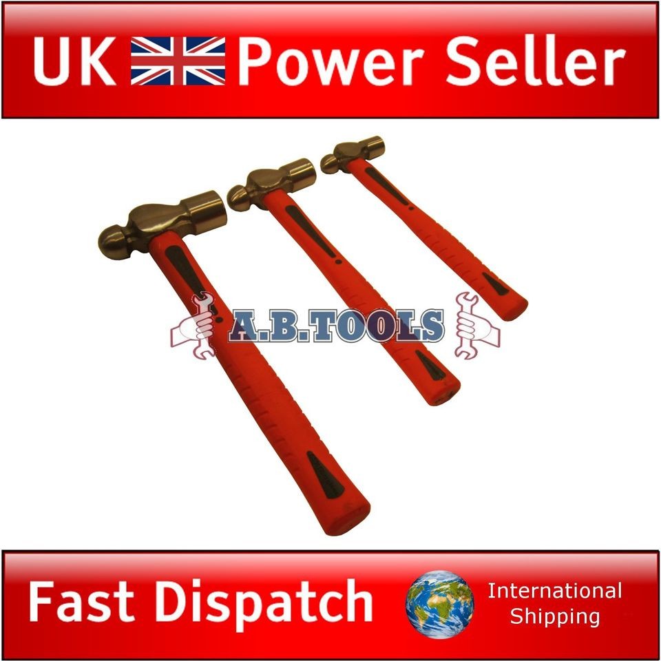 3pc Ball Pein Hammer rubberised fibreglass handle AT204