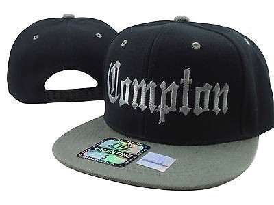 COMPTON BLACK FLAT BILL SNAPBACK CAP AND BEANIE SET NWA EASY E DR DRE 