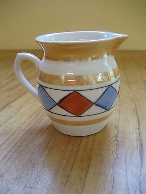 Creamer Vintage Art Deco Czechoslovakia Milk Pitcher Cream red blue 