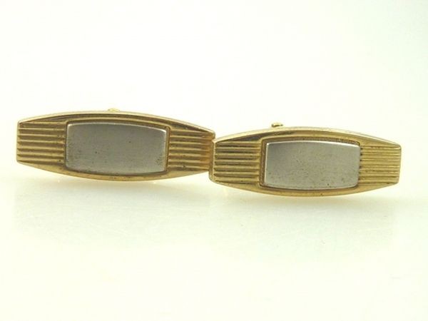 Vintage Anson Mens cufflinks, Gold oval with polish steel 1960s 