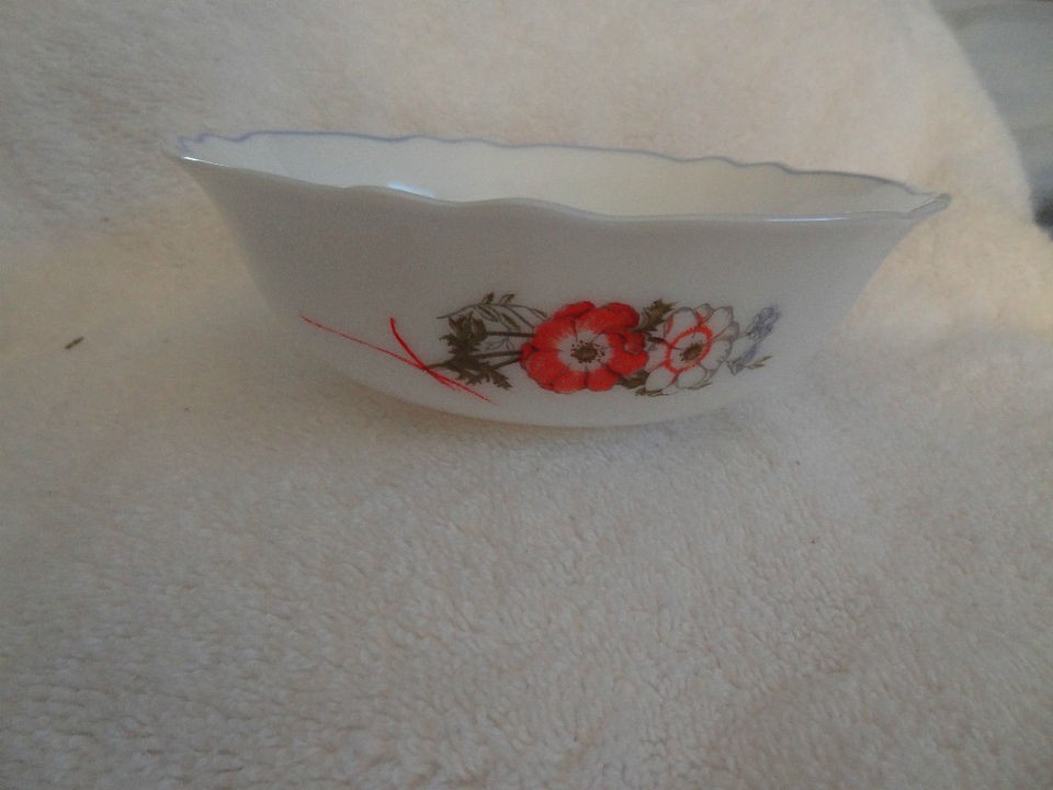 ARC France Arcopal Soup Bowls (2 available) Milk White w/Orange 