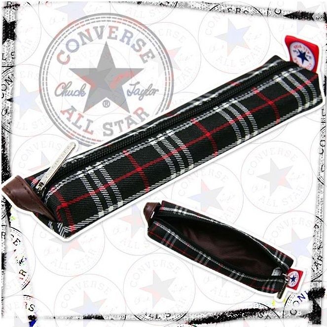 CONVERSE NWT Tartan Check Pencil Case Small Capacity