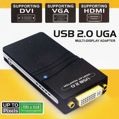 USB 2.0 to DVI/VGA/HDMI Multi Display Adapter Converter