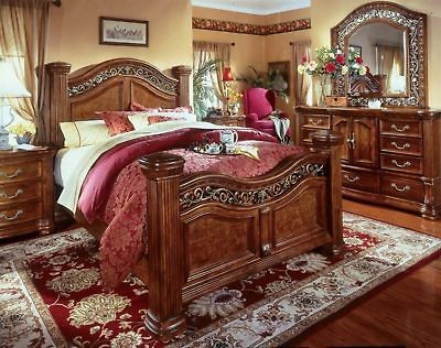 Wynwood Cordoba Burnished Pine QUEEN Size Mansion Bed Bedroom 