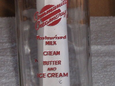 Vintage Milk Bottle Old Community Creamery Dairy bottle Rare 1