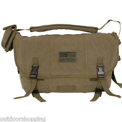   USA FLAG VINTAGE CANVAS RETRO COURIER BAG   Messenger, 11 x 18 x 6