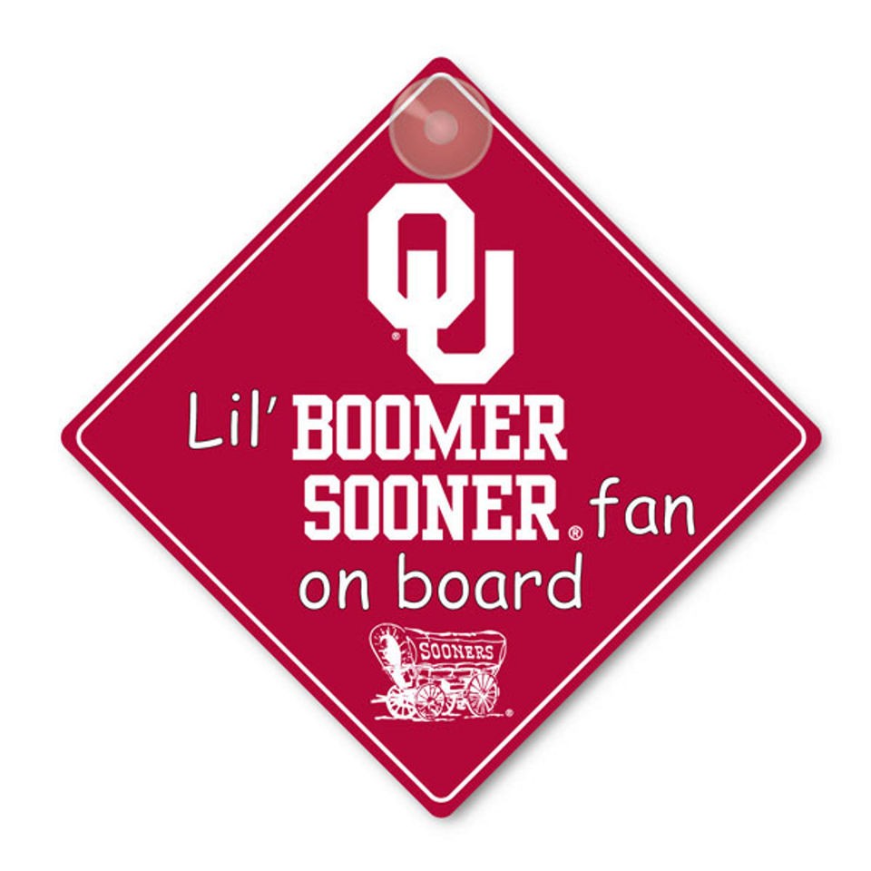 Oklahoma Sooners Fan Car Window Baby on Board Sign Infant