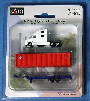 Kato N Intermodal Highway Tractor Trailer w/ 40 CAI Container 31615 