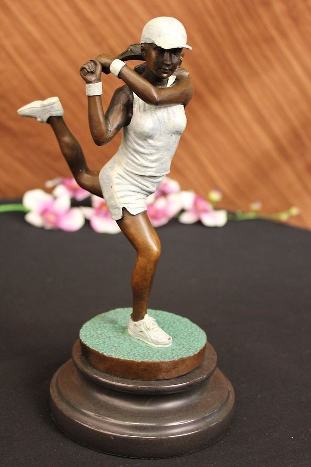 Original Aldo Vitaleh Tennis Player Bronze Sculpture Multi Color 