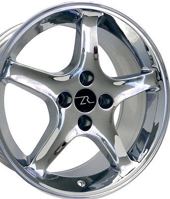 Chrome Mustang ® Cobra R Wheels 4 lug 1987 1993 17x8, 17 Inch Rims 