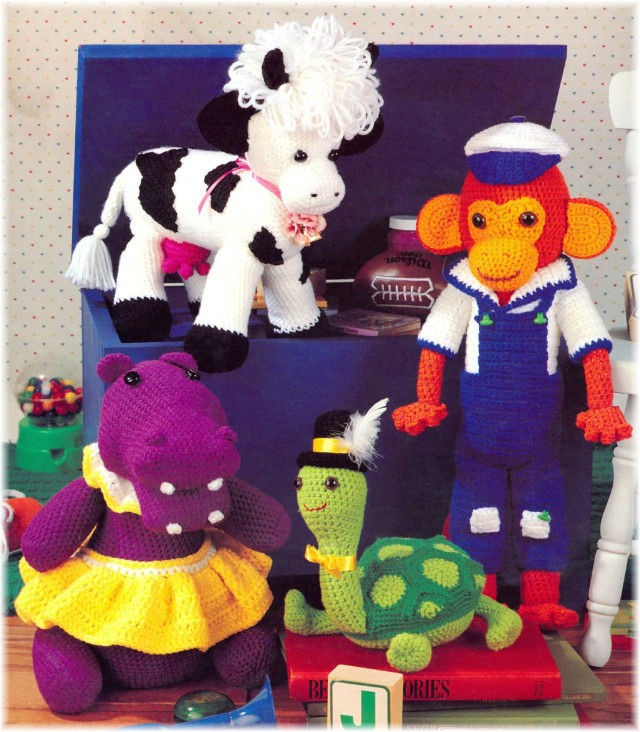 Cow MONKEY Turtle HIPPOS Mouse & Clothes Crochet Patterns OOP