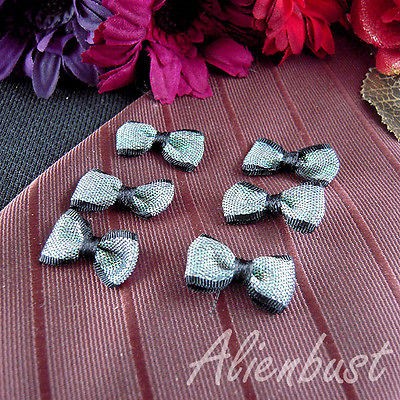 WHOLESALE Craft Supply 50 PCs BLACK Shiny GLITTER Ribbon Bowtie Bows 