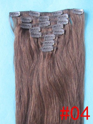 REMY 20L 43W 100% REAL HUMAN HAIR CLIP IN EXTENSION #04,10pcs&160g