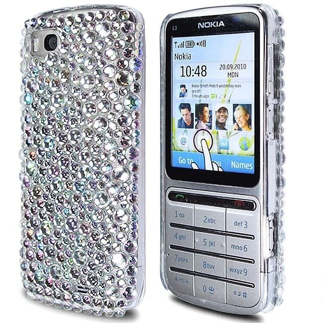   C3 01 Silver Stylish Diamante Crystal Bling Hard Shell Case Cover