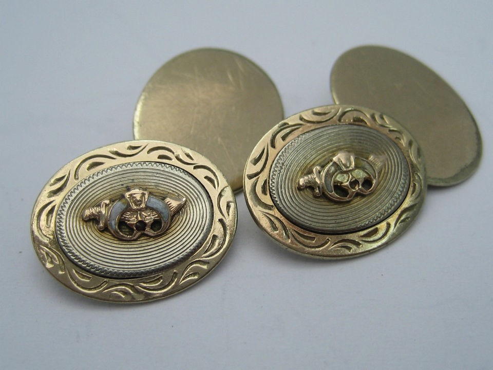   Deco Gold Shriner Mason Masonic Cufflinks Fraternal Insignia Enamel