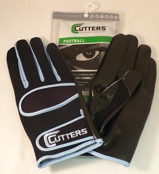 CUTTERS GLOVES FOOTBALL WR/RB CUSTOM BK/BK/COL SIZE XXL