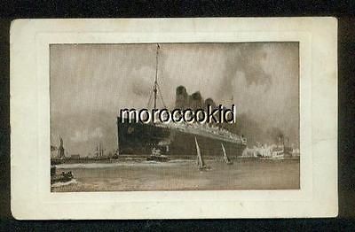 CUNARD LINE R.M.S. LUSITANIA & MAURETANIA IN NYC NY HARBOR w TUGS 