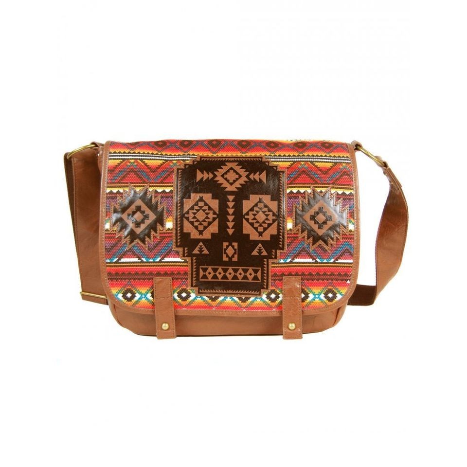 Loungefly Aztec Skull Hobo Cross Body Bag Brown NEW