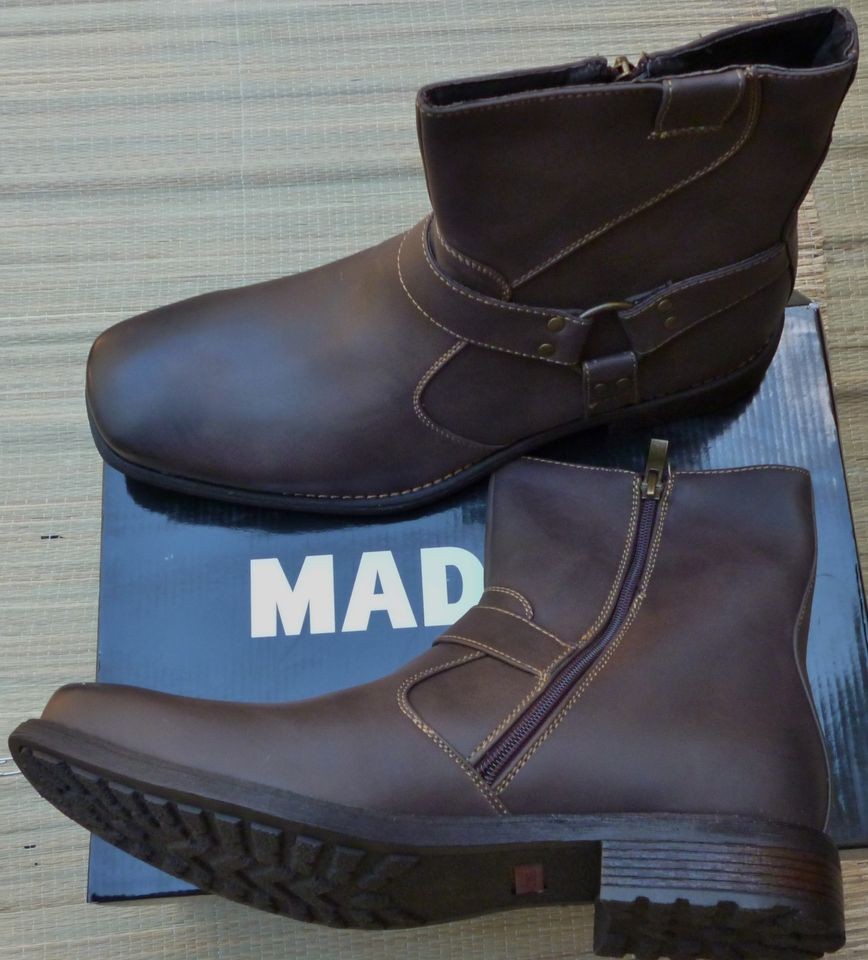 MADDEN DOORS MENS DESIGNER CASUAL ZIP UP SIDE TREAD SOLE ANKLE BOOTS 